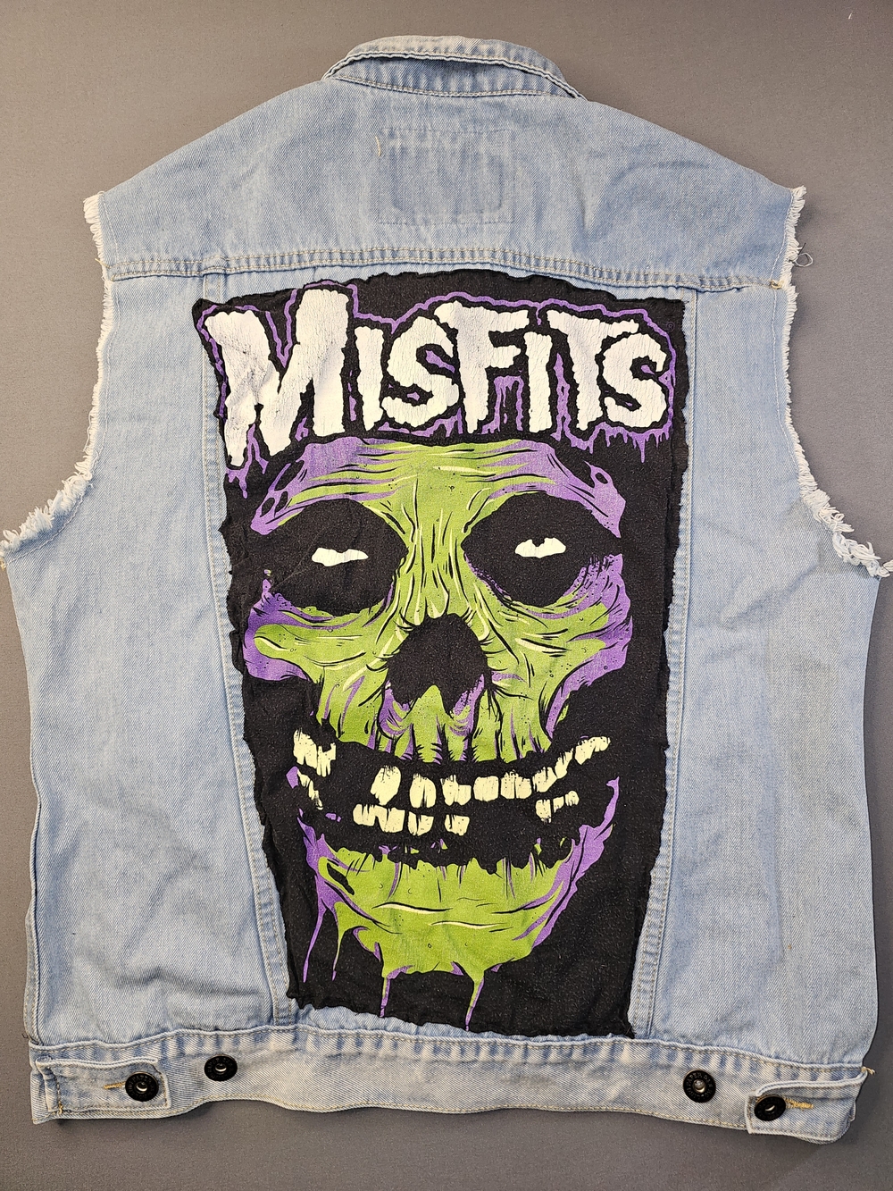 Misfits Custom "Fiend" DIY Denim Battle Vest – Light Wash Punk Vest